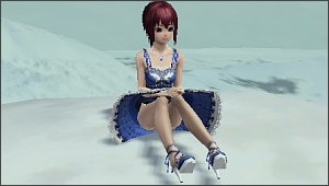 エアリーサマードレス座りポーズ1