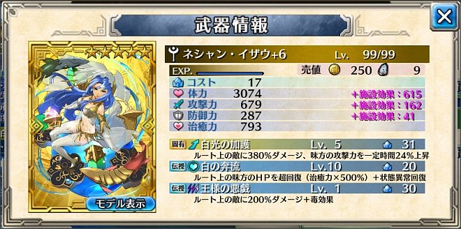 ネシャン・イザウの☆6進化前パラメーター